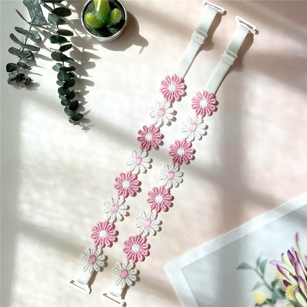 pink daisy bra strap