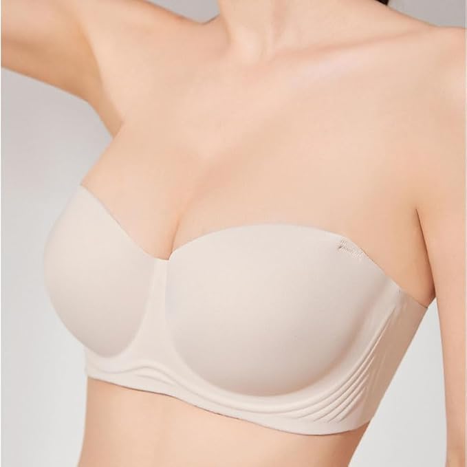 Moly Story Seamless Strapless Bra Push Up, Beauty Back Smoothing Underwire Lightly Lined Cups Bras for Women(34A-42DD)