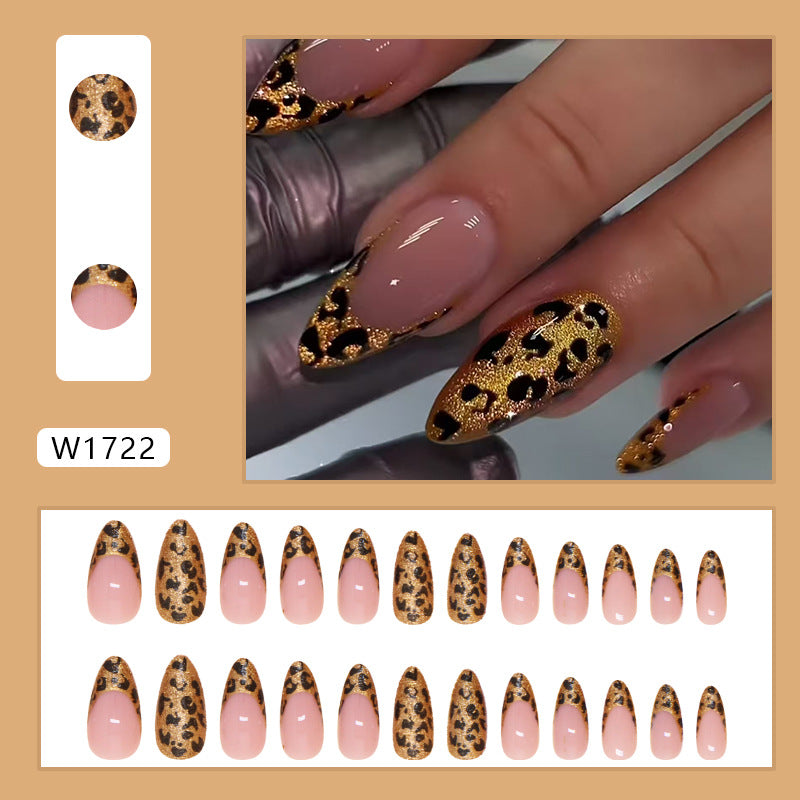 24 Pieces Leopard Almond Wearing Nails Press On Nails