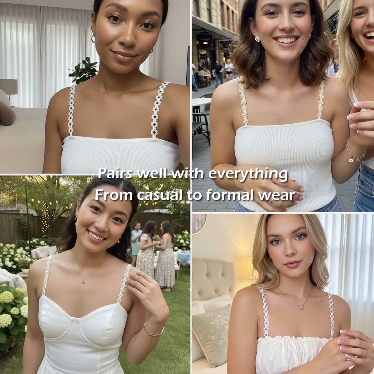 Daisy Spaghetti Flower Bra Straps for Summer Dress 绿色 Daisy Spaghetti Flower Bra Straps for Summer Dress 绿色