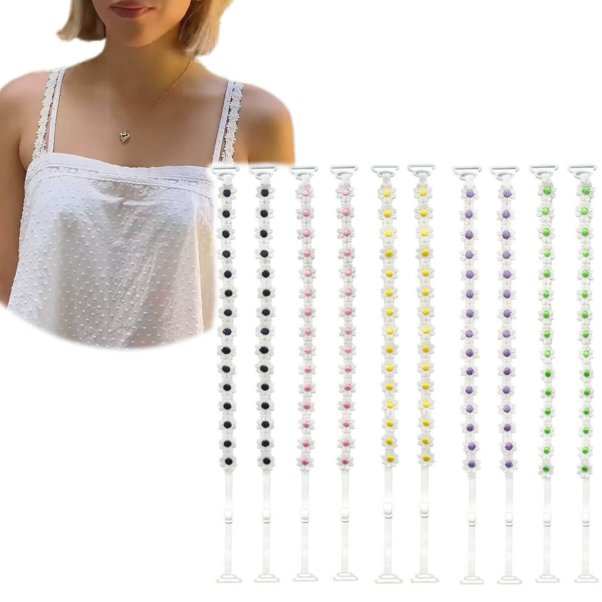 Daisy Spaghetti Flower Bra Straps for Summer Dress