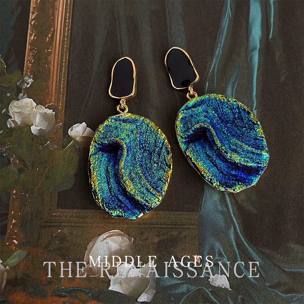 Blue and Gold Tidal Drop Earrings