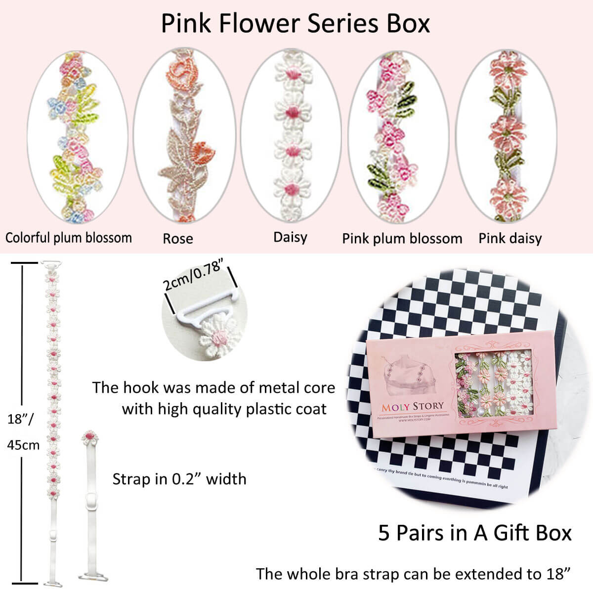 Moly Story - Cinghie per reggiseno a fiori, cinghie per reggiseno con motivo floreale, per abiti senza spalline, regolabili, decorative, di ricambio per reggiseno senza spalline, viola Moly Story - Cinghie per reggiseno a fiori, cinghie per reggiseno con motivo floreale, per abiti senza spalline, regolabili, decorative, di ricambio per reggiseno senza spalline, viola
