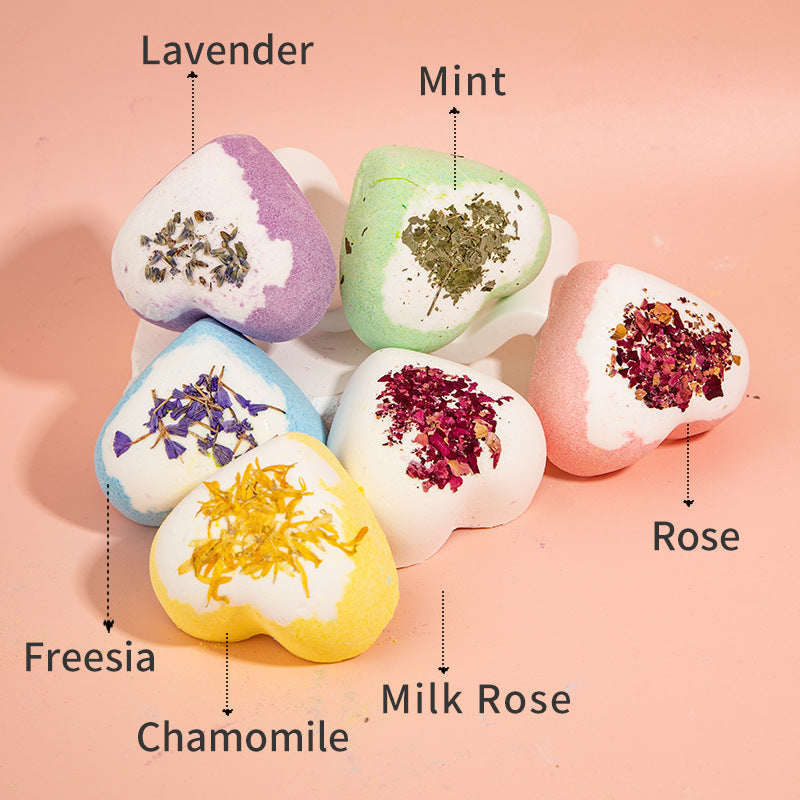 Dried Flower Heart Bath Bomb Set