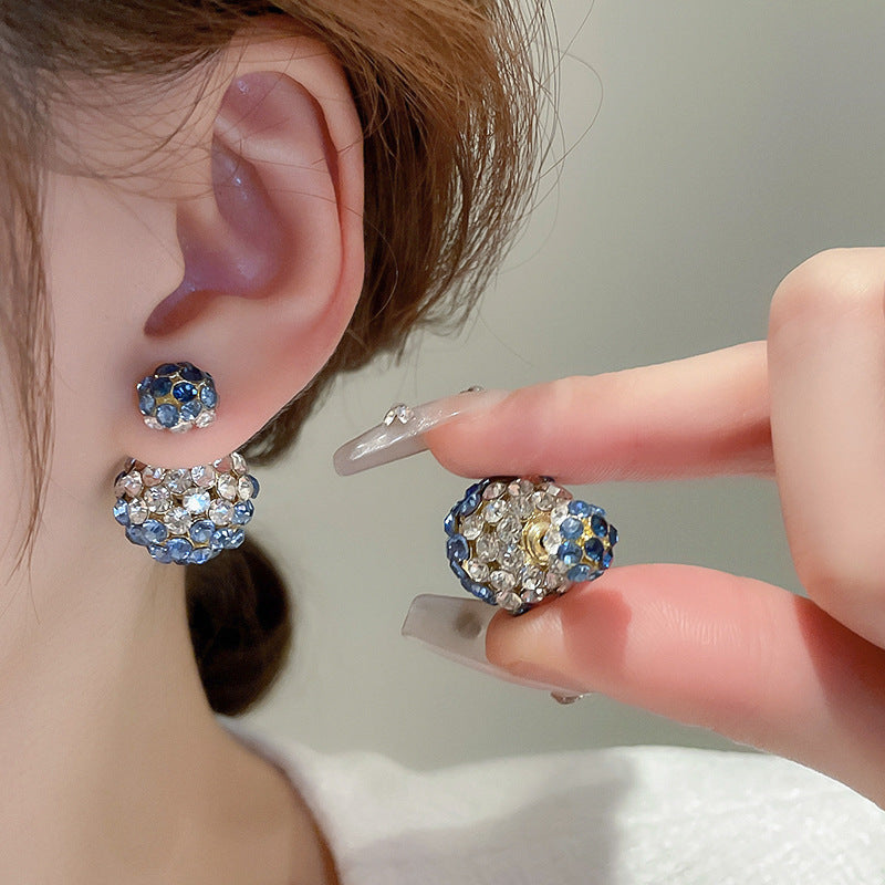 Front And Back Ball Earrings With Diamonds