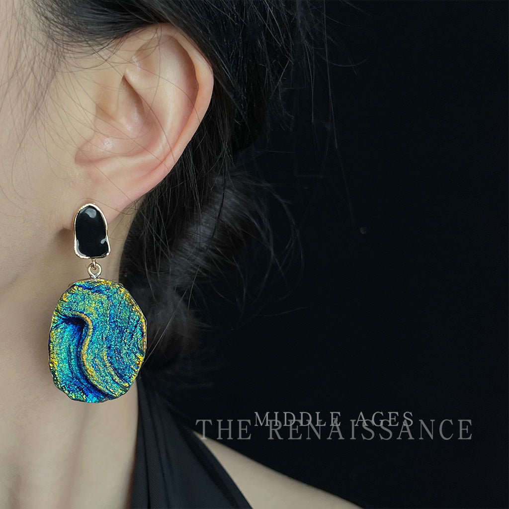 Blue and Gold Tidal Drop Earrings