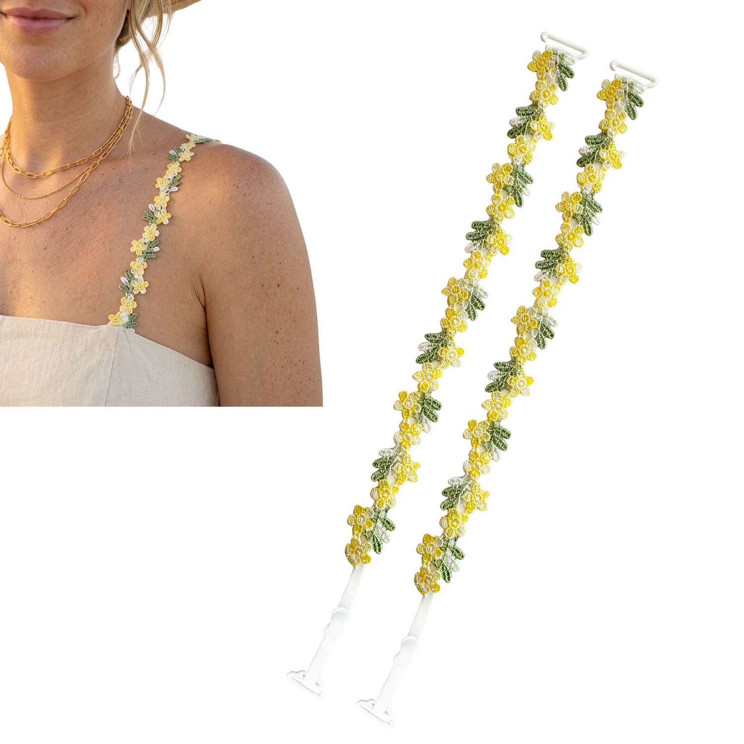 Moly Story Floral Bra Straps Cute Decorative Adjustable Shoulder Straps for Tank Tops, Dresses, Camisoles