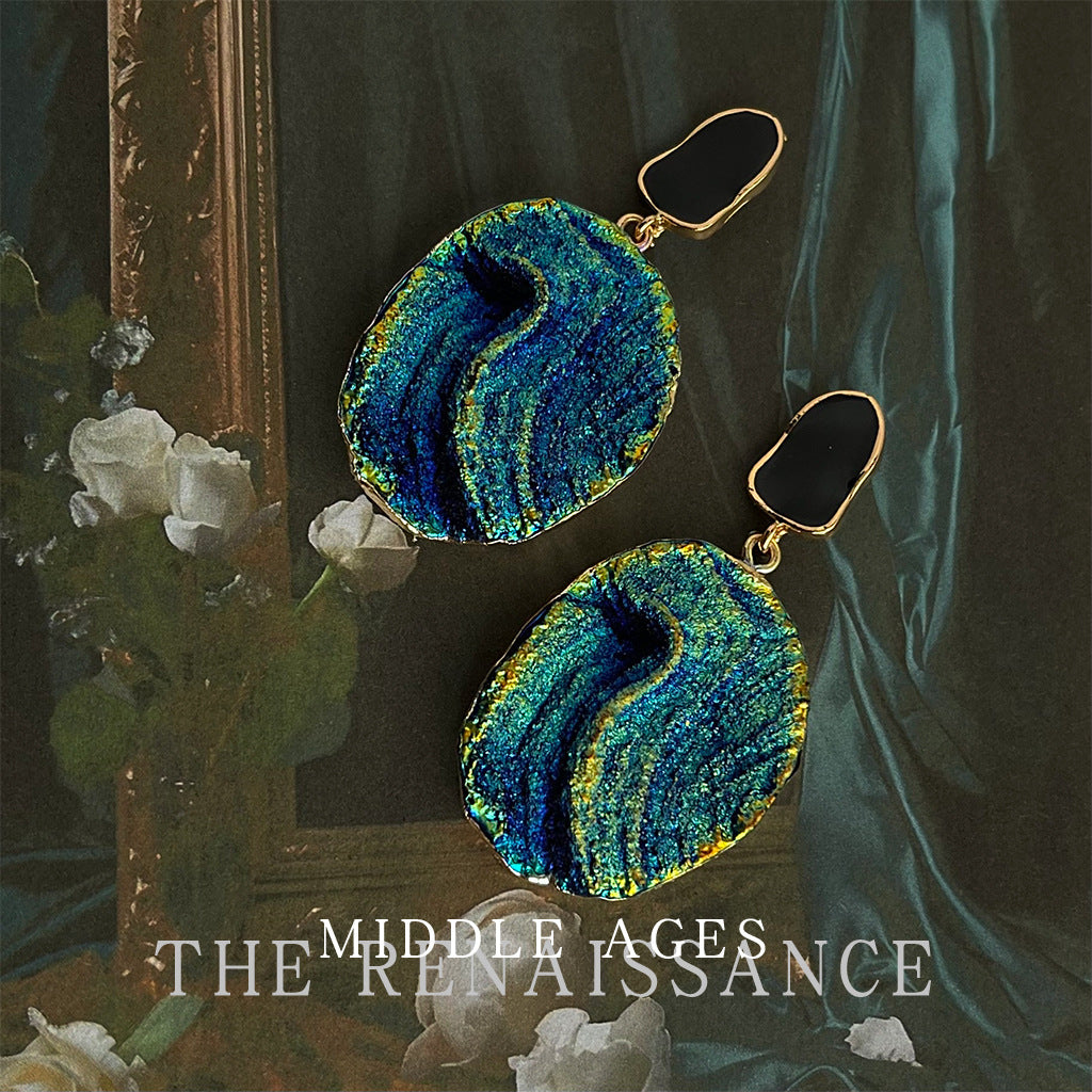 Blue and Gold Tidal Drop Earrings