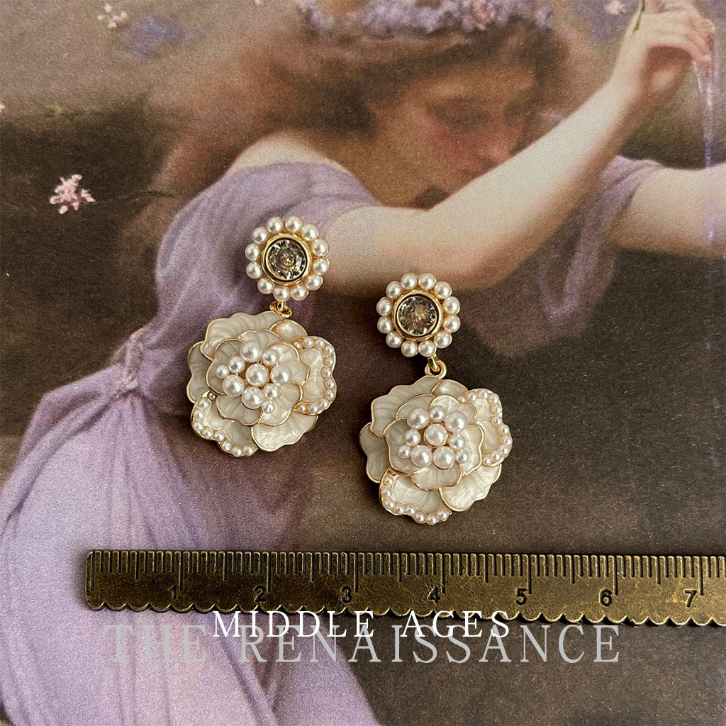 Camellia Pearl Drop Earrings