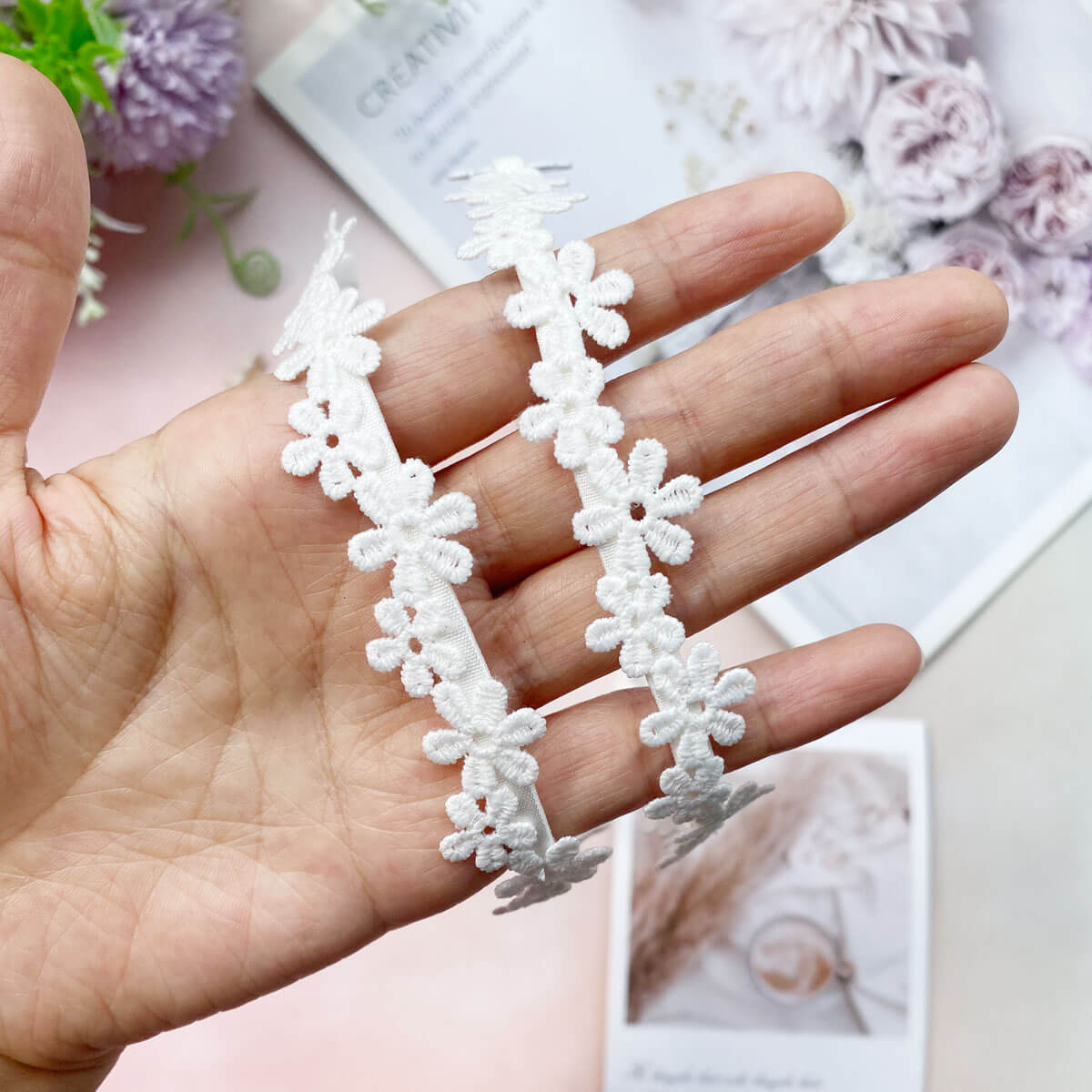 White Small Flower Thin Bra Straps