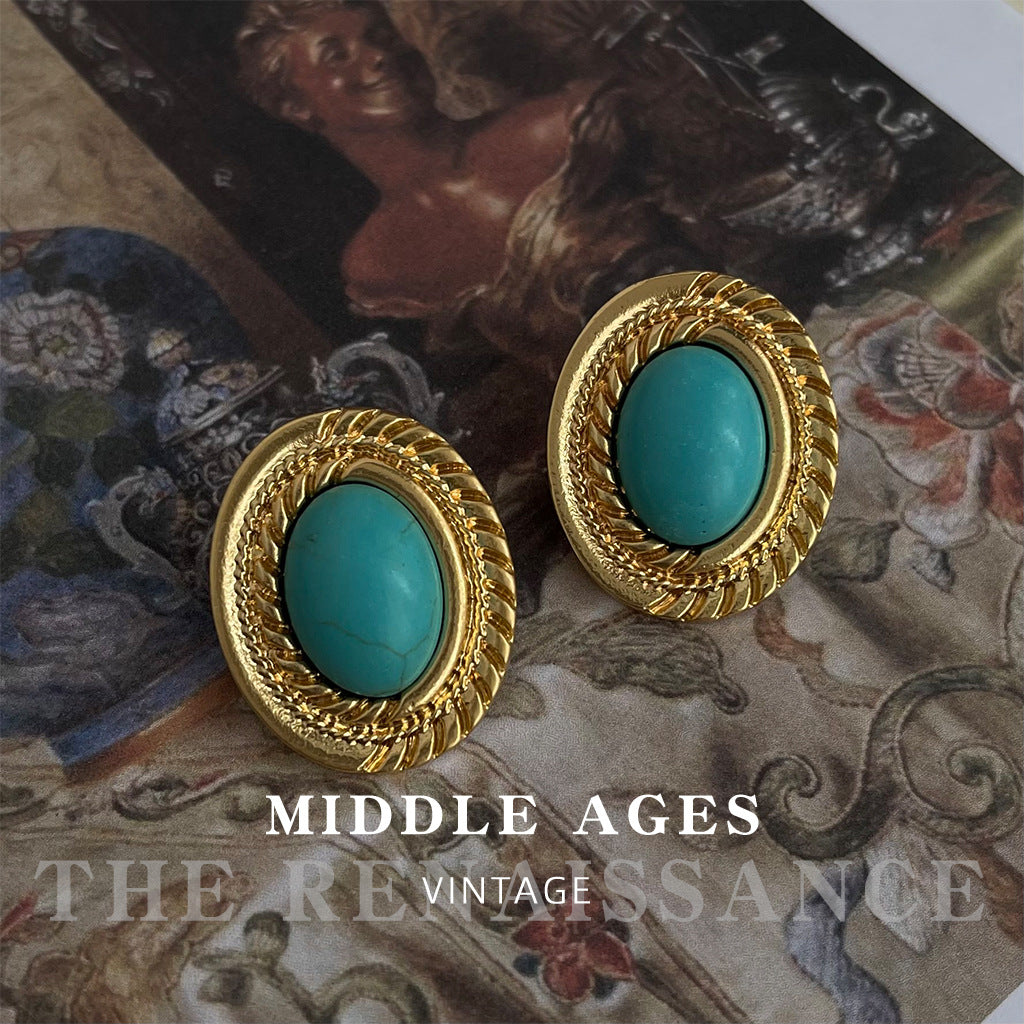 Oval Turquoise Vintage Earrings