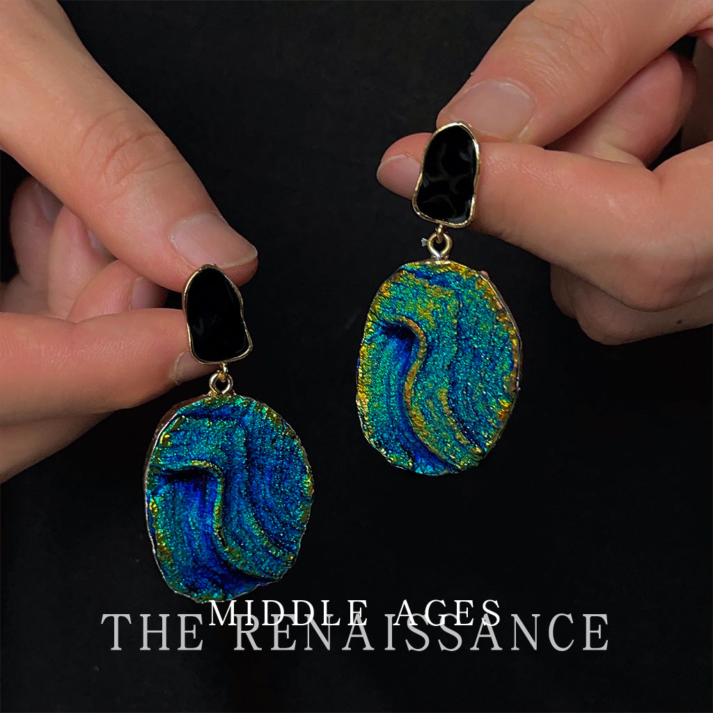 Blue and Gold Tidal Drop Earrings