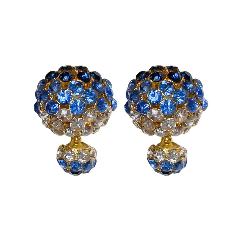 Front And Back Ball Earrings With Diamonds