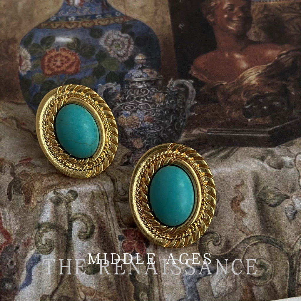 Oval Turquoise Vintage Earrings