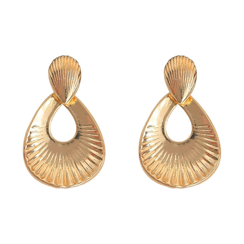 Gold Hollow Shell Stud Earrings