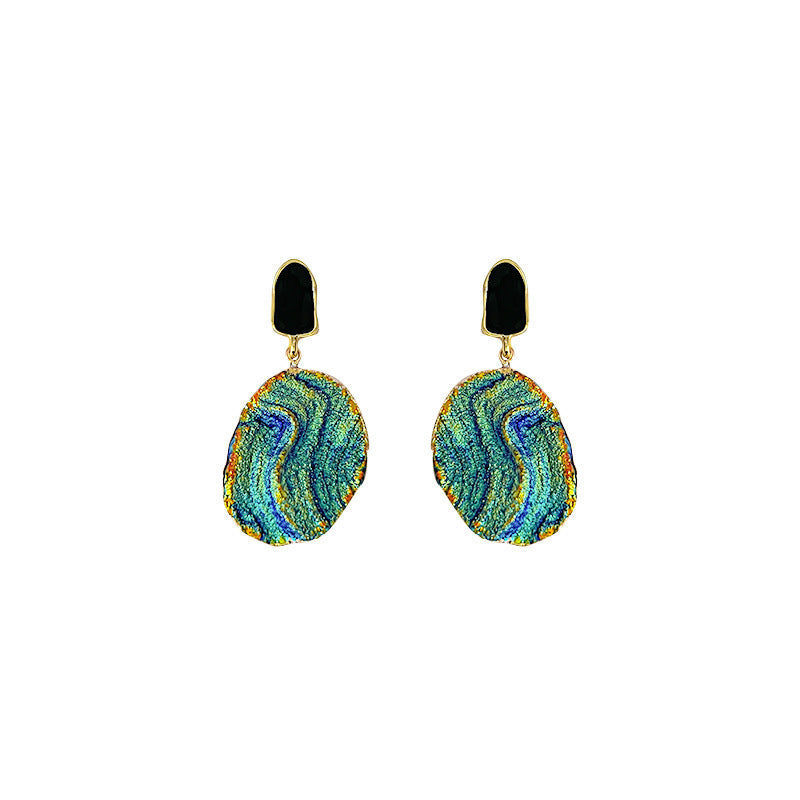 Blue and Gold Tidal Drop Earrings