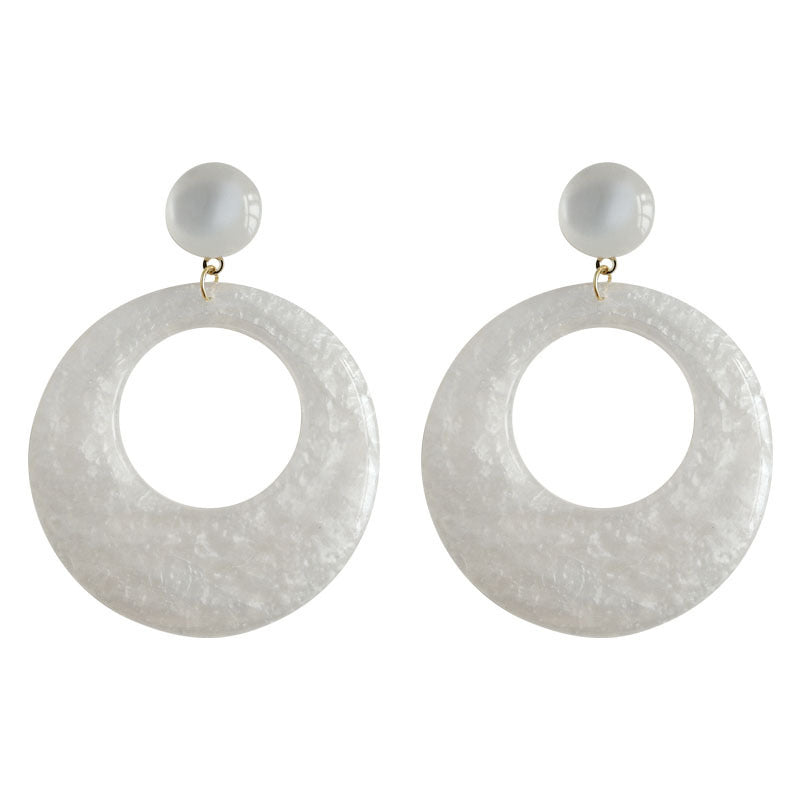 White Oversized Hoop French Earrings