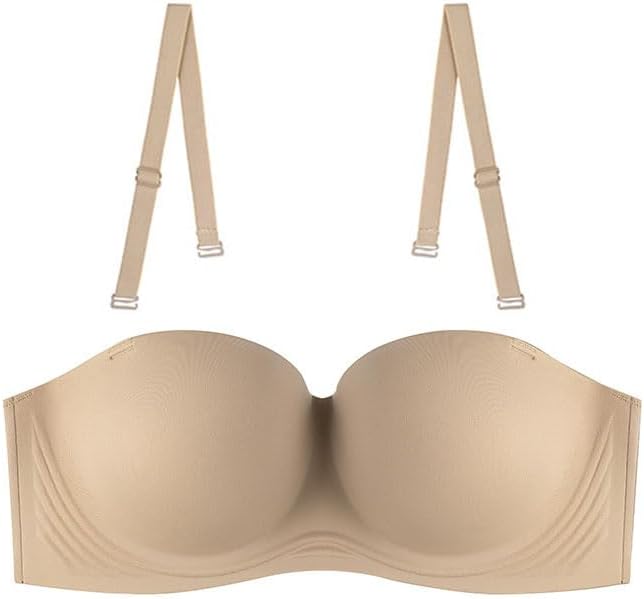 Moly Story Seamless Strapless Bra Push Up, Beauty Back Smoothing Underwire Lightly Lined Cups Bras for Women(34A-42DD)