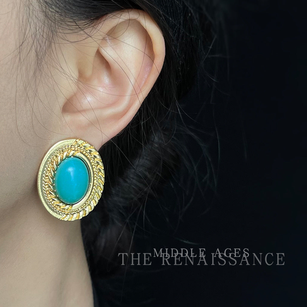 Oval Turquoise Vintage Earrings