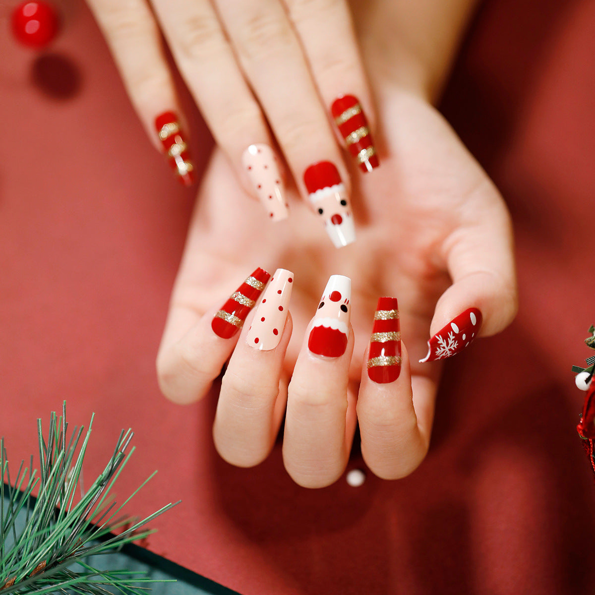 3 For 12.99 - Christmas Nails M-Coffin