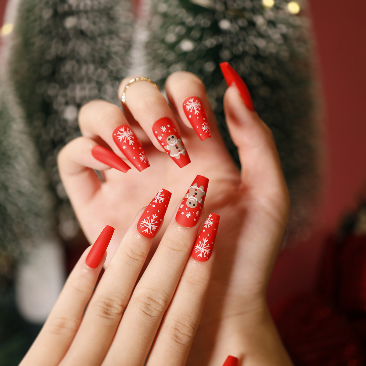 3 For 12.99 - Christmas Nails M-Coffin