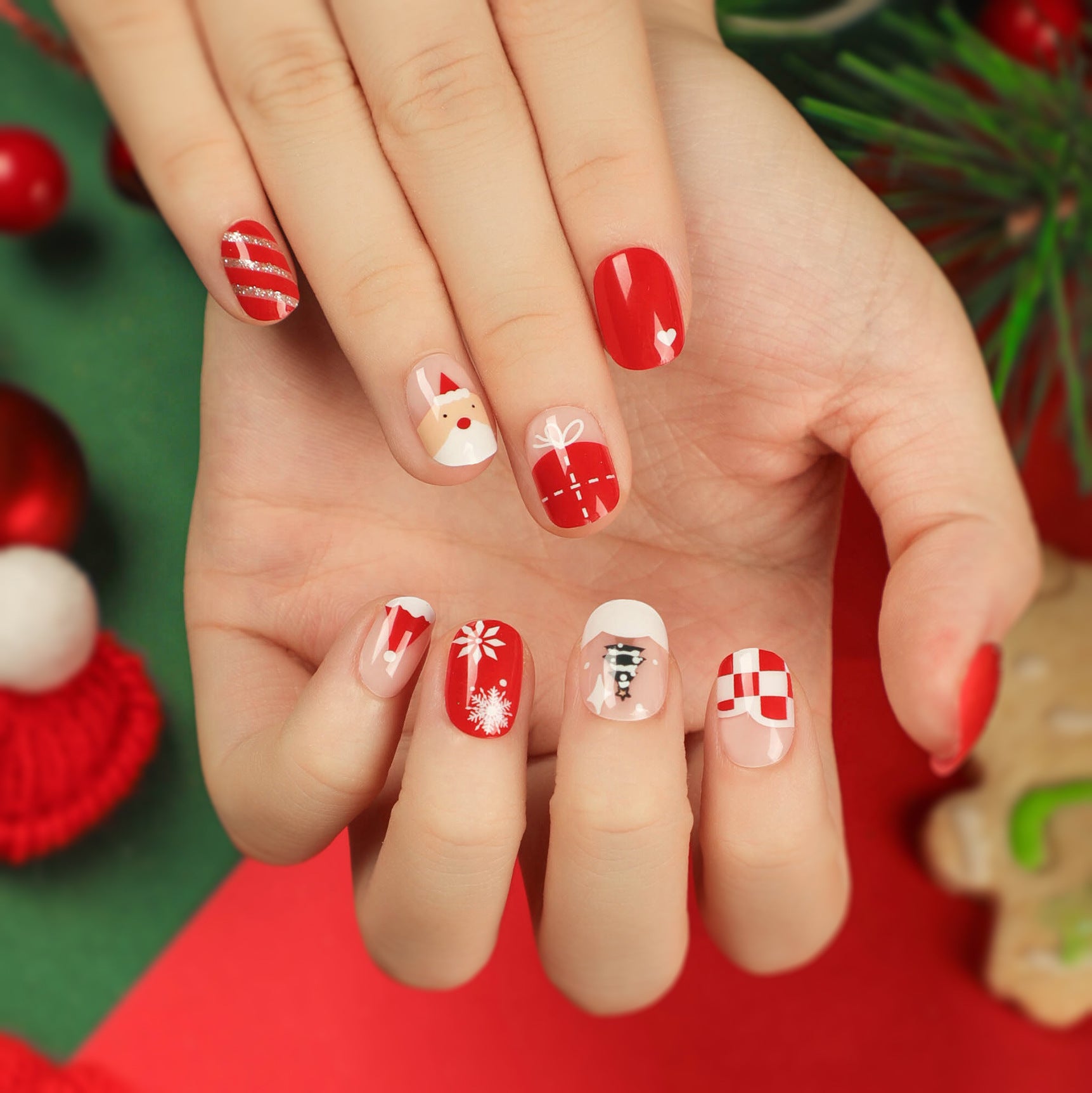 3 For $12.99 - Christmas Short Squoval Nails