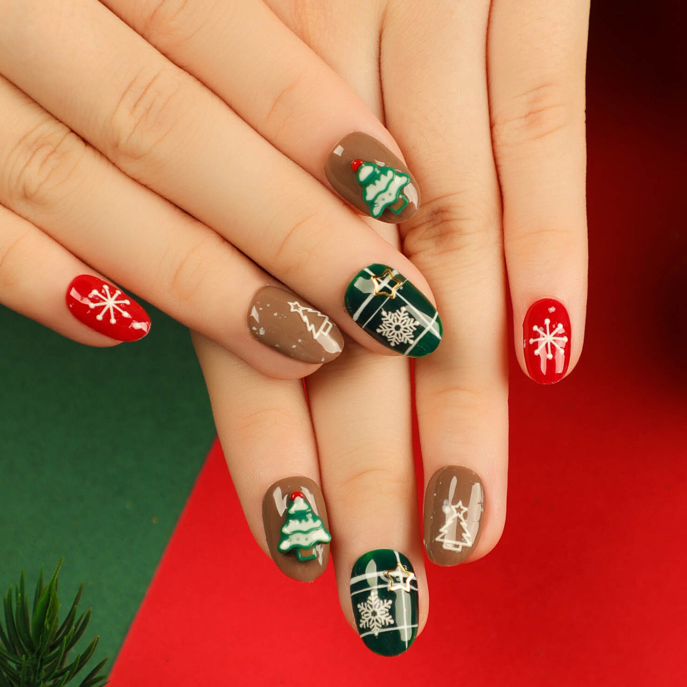 3 For $12.99 - Christmas Short Squoval Nails