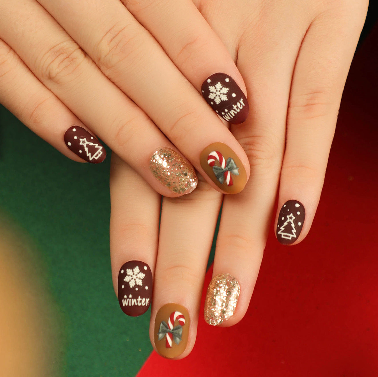 3 For $12.99 - Christmas Short Squoval Nails