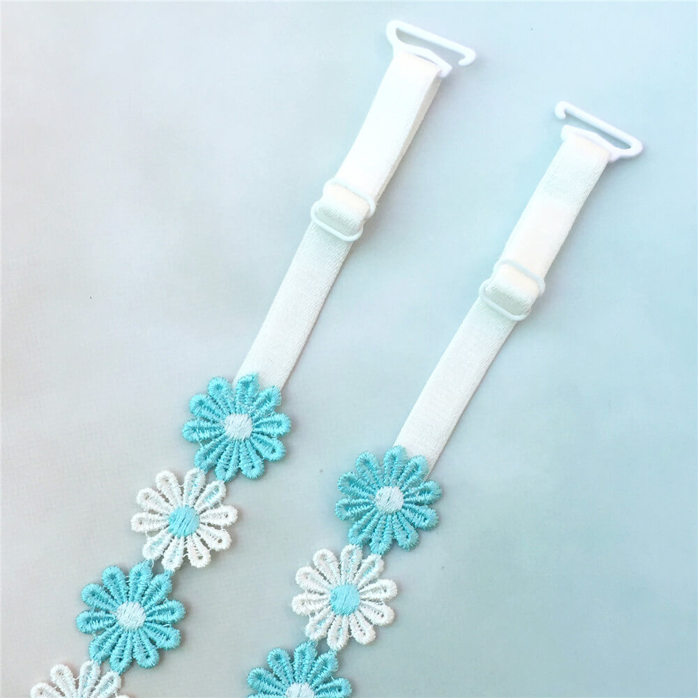 Blue White Daisy Bra Strap