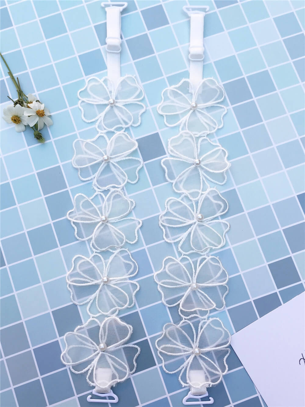 white flower straps for bra