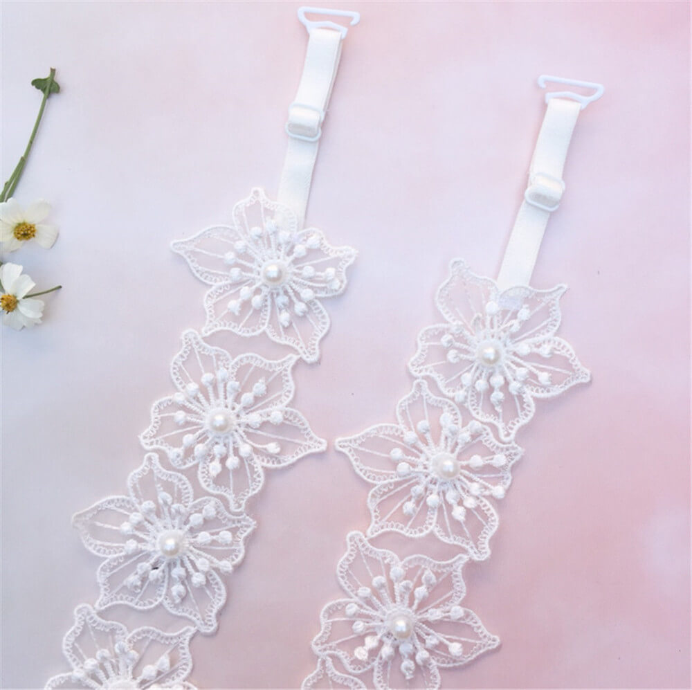 white lace flower straps